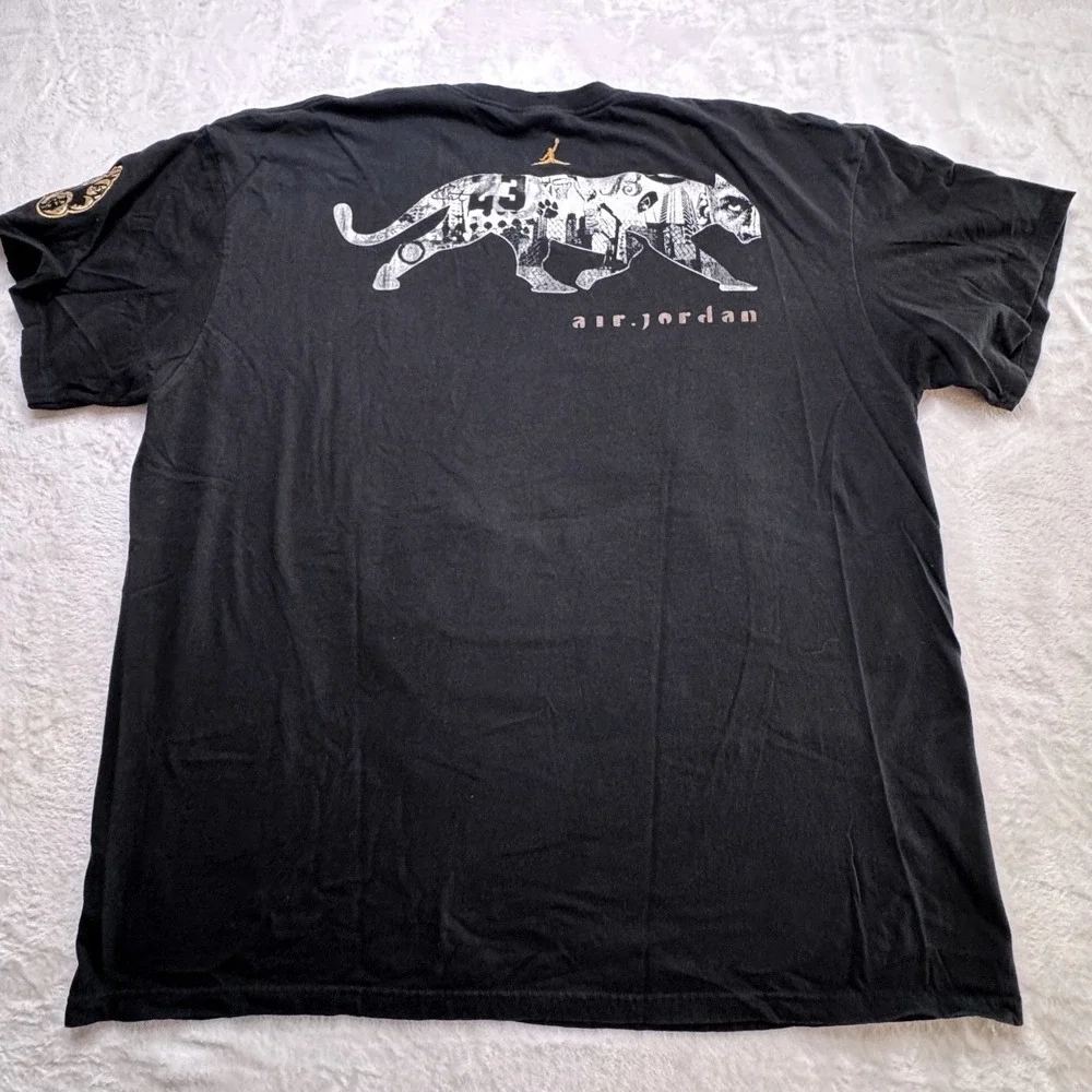 Jordan Black Cat Mens 3XL 2007 RARE Graphic T Shirt Jumpman Y2K Streetwear